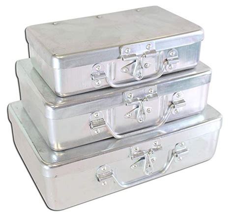 metal boxes with hinged lids|metal containers with locking lids.